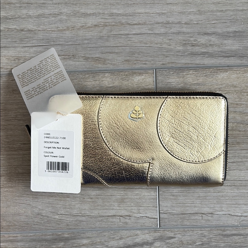 Orla Kiely Forget Me Not Wallet Spot Flower Gold NWT